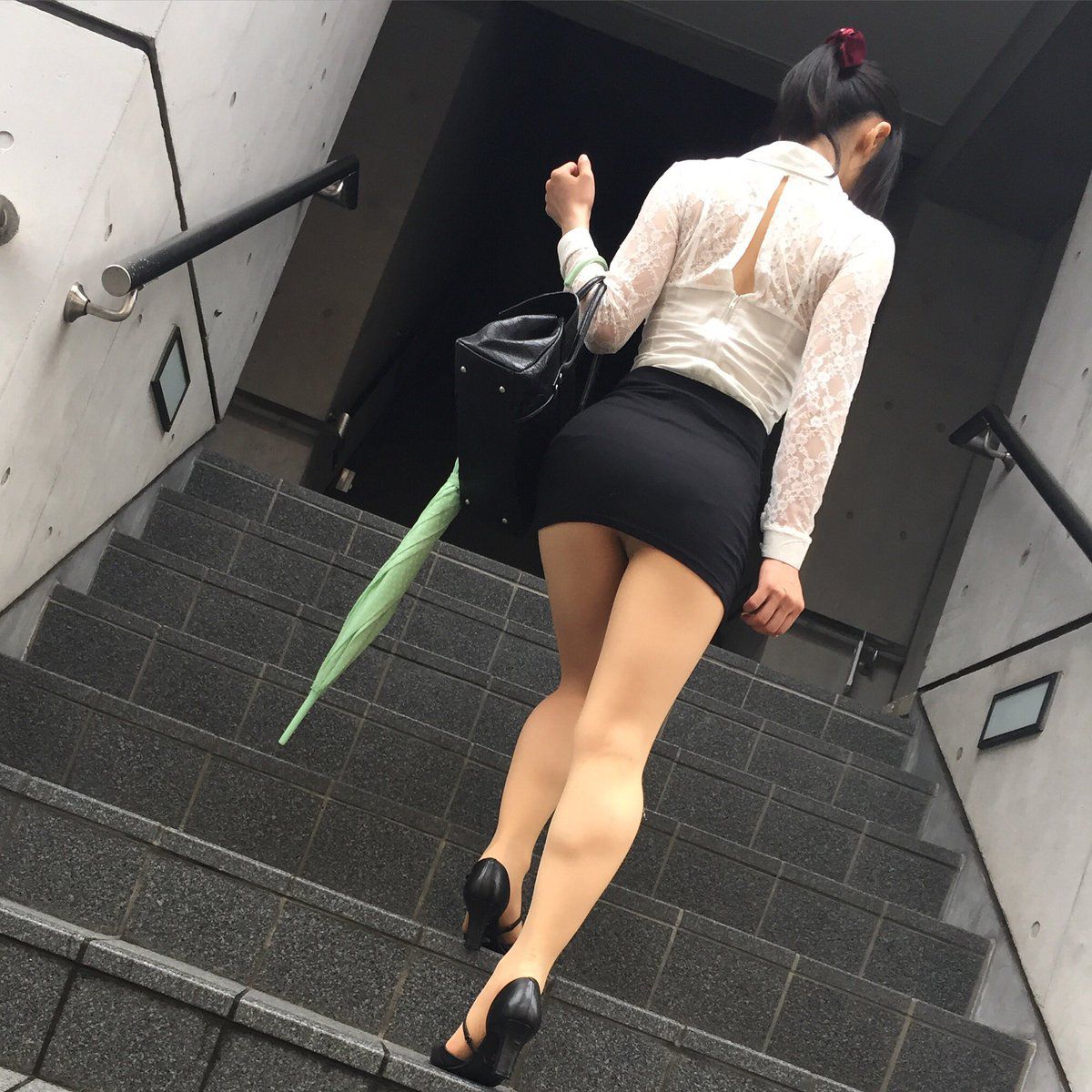 Chinese chick getting fucked near stairs photo